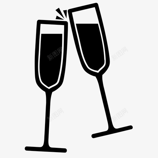 香槟饮酒祝贺图标svg_新图网 https://ixintu.com 干杯 庆祝 碰杯 祝贺 酒吧 酒精 饮酒 香槟 香槟酒杯