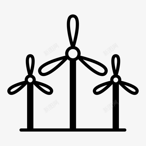 风电场可再生能源资源图标svg_新图网 https://ixintu.com 可再生能源 可持续性 可持续能源 技术 涡轮机 电力 资源 风电场