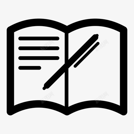 笔记本书写文具图标svg_新图网 https://ixintu.com 书写 信件 小说 报告 文具 文学 日记 笔 笔记本 诗