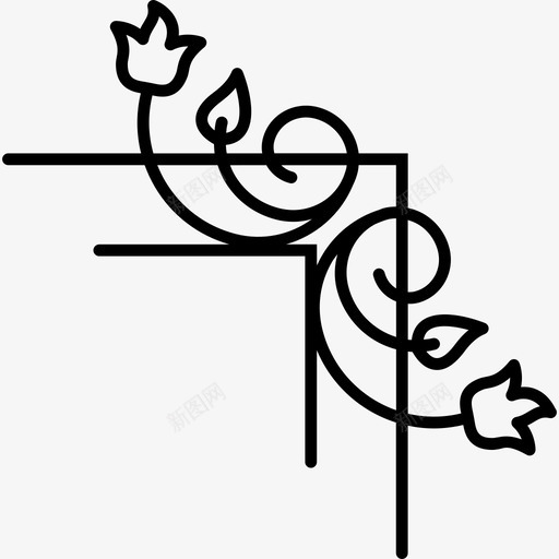 花藤蔓和叶子右边界艺术花卉图标svg_新图网 https://ixintu.com 艺术 花卉设计 花藤蔓和叶子右边界