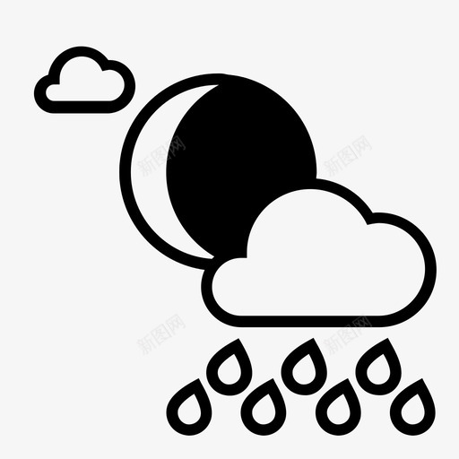 夜间大雨月亮下雨图标svg_新图网 https://ixintu.com 下雨 下雨天气 夜间大雨 天气状况 天气预报 月亮