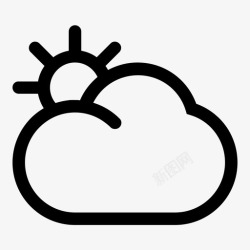 卷曲太阳部分多云天气预报太阳云图标高清图片