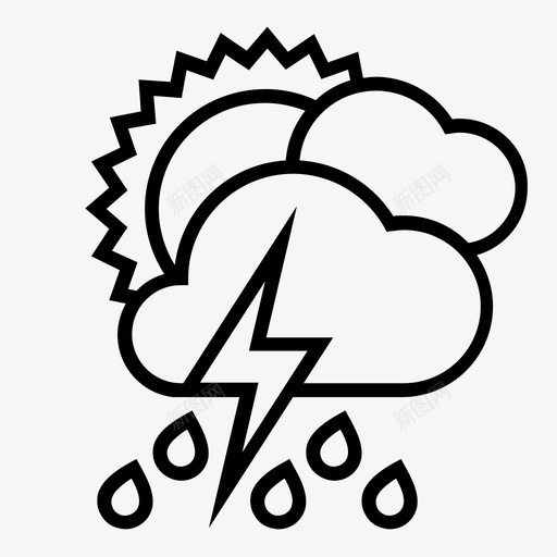 有雷雨有雨有雨天气图标svg_新图网 https://ixintu.com 天气预报 太阳 暴风雨 有雨 有雨天气 有雷雨 雷暴 雷雨