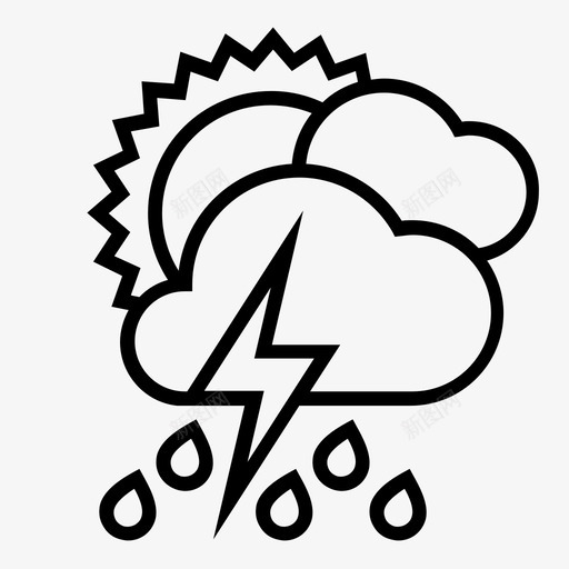 有雷雨有雨有雨天气图标svg_新图网 https://ixintu.com 天气预报 太阳 暴风雨 有雨 有雨天气 有雷雨 雷暴 雷雨