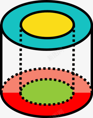 空心圆柱三维形状图标图标