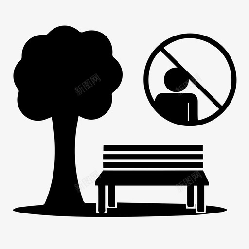 不睡觉长凳城市图标svg_新图网 https://ixintu.com 不睡觉 公园 城市 树 长凳