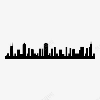 芝加哥天际线城市美国图标图标