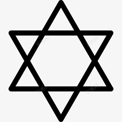 大卫之星符号形状图标svg_新图网 https://ixintu.com 大卫之星 宗教 宗教符号 形状 犹太教 神秘主义 符号 符号和符号 线图标