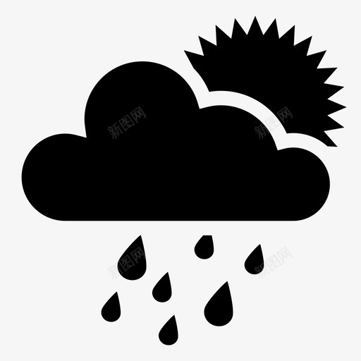 雨太阳小雨自然图标svg_新图网 https://ixintu.com 云大雨 云风雨 天气 太阳小雨 自然 雨 预报