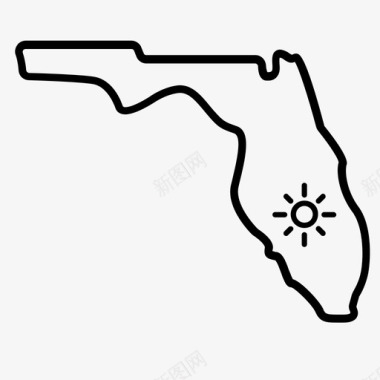 佛罗里达州棕榈滩阳光州图标图标