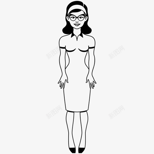 女士眼镜女孩图标svg_新图网 https://ixintu.com 休闲装 女士 女孩 女性 正装 盛装 眼镜