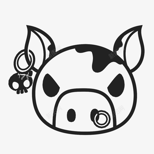 疯牛哺乳动物牲畜图标svg_新图网 https://ixintu.com 农场动物 卡通牛 可爱 哺乳动物 牲畜 疯牛 耳环
