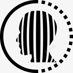 一条剪切线人的头部内侧有一条圆线接口数据图标高清图片