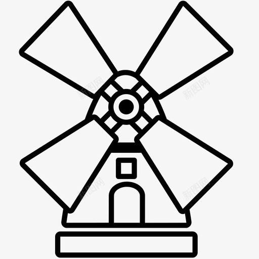 风车建筑荷兰图标svg_新图网 https://ixintu.com 建筑 米勒 荷兰 风力发电 风车