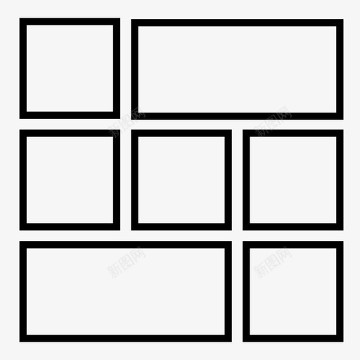 7平铺笔划面板正方形图标svg_新图网 https://ixintu.com 7平铺 7平铺笔划 仪表板布局 布局网格 布局设计 正方形 面板