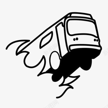 爆炸巴士旅行运输图标图标