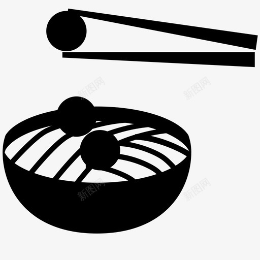面条亚洲面碗图标svg_新图网 https://ixintu.com 亚洲面 碗 筷子 肉丸 面条 食物