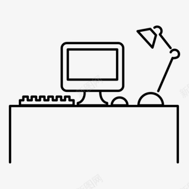 办公桌笔触简单图标图标