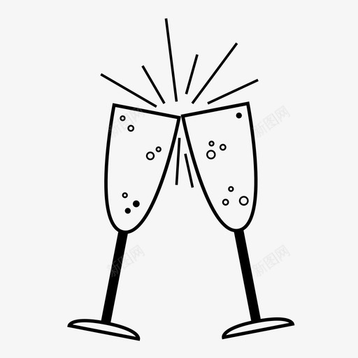 香槟烤面包起泡酒图标svg_新图网 https://ixintu.com 干杯 庆祝 烤面包 玻璃杯 起泡酒 饮料 香槟 香槟杯