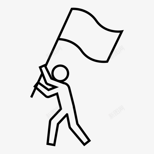 旗帜人和平图标svg_新图网 https://ixintu.com 人 和平 奔跑 抗议 挥舞旗帜 旗帜