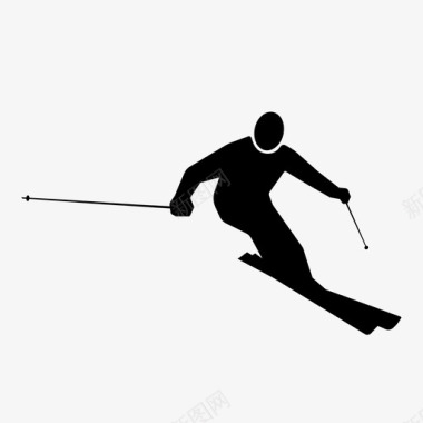滑雪者冬季运动图标图标