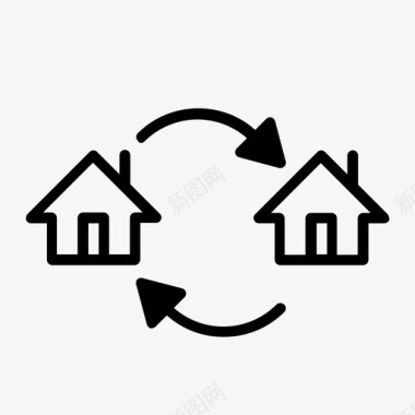 房屋交换居住空间财产图标图标