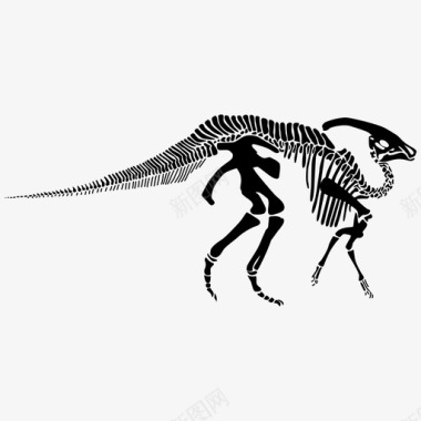 副龙骨骼爬行动物遗骸图标图标