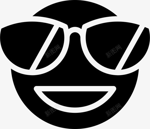 太阳镜趣味头部图标svg_新图网 https://ixintu.com 太阳镜 头部 形状 插图 标志 笑脸 纯色图标 脸 表情 表情-纯色 趣味 风格