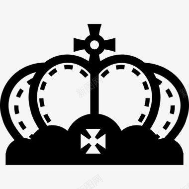 带十字架和饰钉的皇室圆形皇冠皇冠图标图标