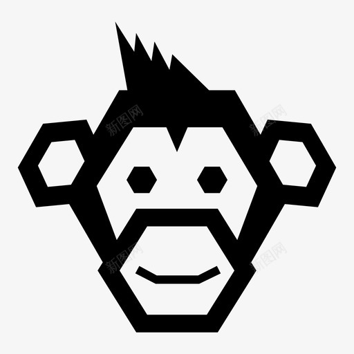 猴子动物园树图标svg_新图网 https://ixintu.com 几何动物 动物园 尾巴 树 猴子 猴脸 程式化 香蕉 黑猩猩