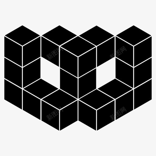 视错觉堆叠骨架图标svg_新图网 https://ixintu.com 不可能 几何学 堆叠 平面设计 建筑 砖块 立方体 视错觉 透视 骨架