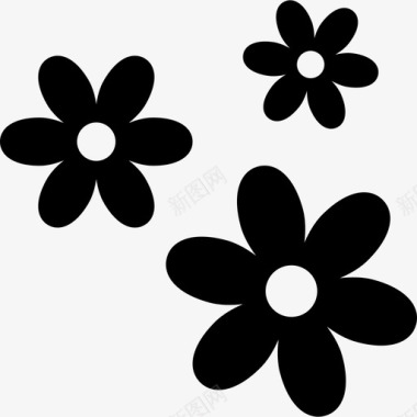 3朵鲜花水疗和放松图标图标