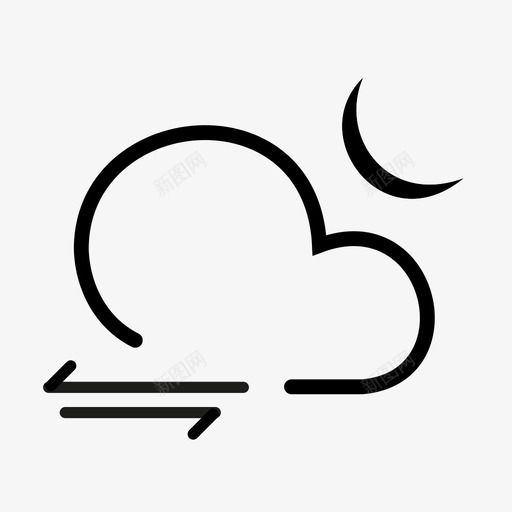 夜间风暴多风天气夏季图标svg_新图网 https://ixintu.com 夏季 多风天气 夜间风暴 天气图标集1 部分多云 部分天气 部分有风