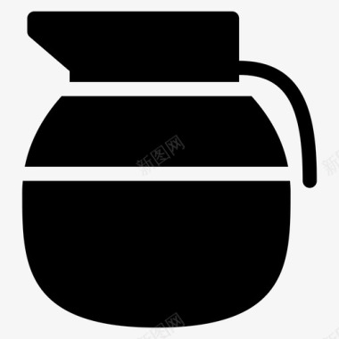 咖啡壶蒸汽实心图标图标