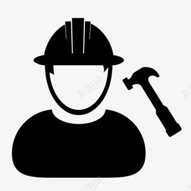 工人安全帽锤子图标图标