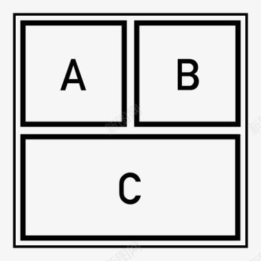 3个平铺笔划字母框架仪表板布局图标图标