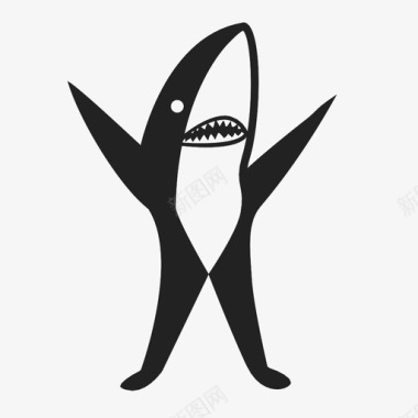 跳舞的鲨鱼动物服装图标图标
