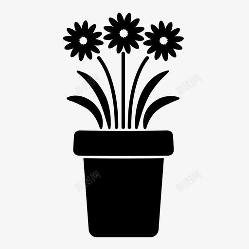 花绿拇指生长图标svg_新图网 https://ixintu.com 春天 生长 盆花 绿拇指 自然 自然美 花 花瓣 花盆 茎