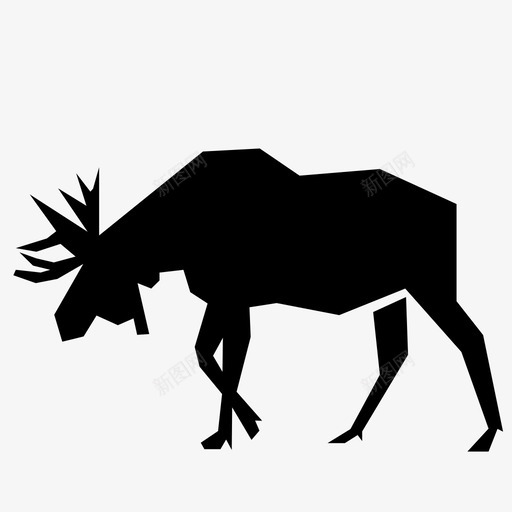 驼鹿动物哺乳动物图标svg_新图网 https://ixintu.com 剪影 剪影动物 动物 哺乳动物 野生动物 驼鹿
