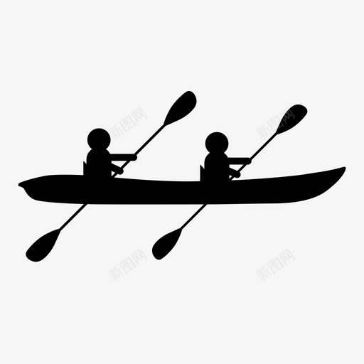 皮划艇划船运动图标svg_新图网 https://ixintu.com 休闲 划船 双人皮划艇 团队 户外 水 皮划艇 运动