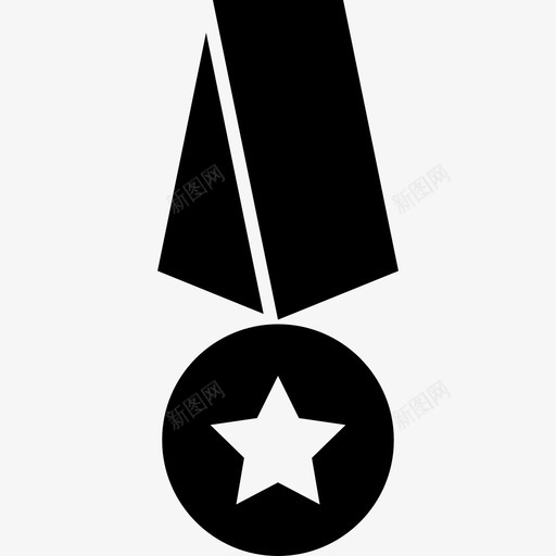 有星星垂着粗丝带的勋章奖章图标svg_新图网 https://ixintu.com 奖章 有星星垂着粗丝带的勋章