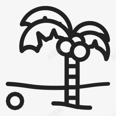 椰子树热带沙滩图标图标