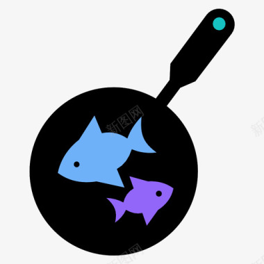 炸鱼食物煎锅图标图标