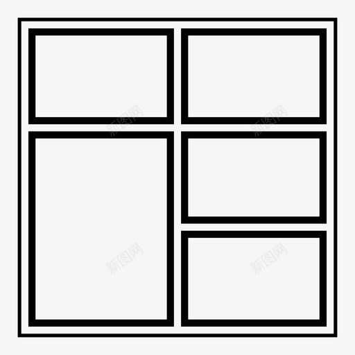 5个平铺笔划框正方形面板图标svg_新图网 https://ixintu.com 5个平铺笔划框 布局网格 布局设计 布局面板 正方形 网格布局 设计布局 面板 面板布局