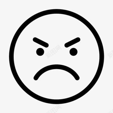 愤怒悲伤的表情简单主义者图标图标