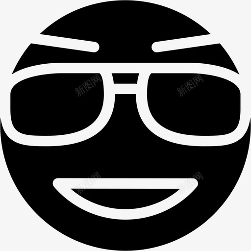酷有趣眼镜图标svg_新图网 https://ixintu.com 头 实心图标 形状 插图 有趣 标志 眼镜 笑脸 脸 表情 表情纯色 酷