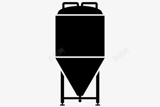 锥形发酵罐麦芽啤酒花图标图标