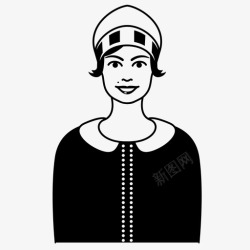 欧洲式尼比女服务员英国图标高清图片