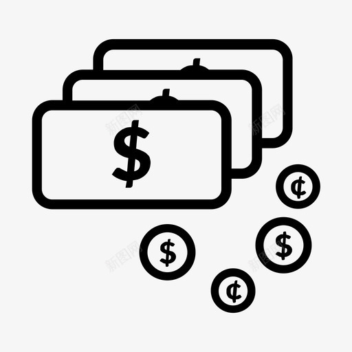 货币储蓄付款图标svg_新图网 https://ixintu.com 付款 储蓄 硬币 纸币 美元 美元纸币 货币 零钱