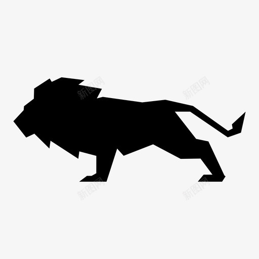 狮子野生程式化图标svg_新图网 https://ixintu.com 丛林之王 丛林猫 几何动物 恐惧 狮子 猫 程式化 野生